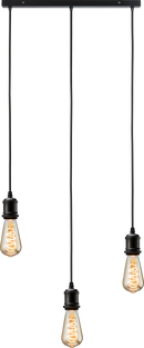 Knightsbridge MLA CALVI3BMB CALLA - 230V E27 Vintage 3 Light Bar Pendant - Matt Black