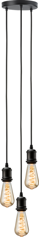Knightsbridge MLA CALVI3PMB CALLA - 230V E27 Vintage 3 Light Pendant - Matt Black