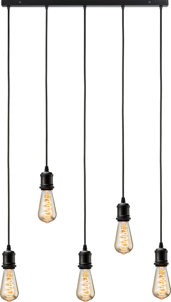 Knightsbridge MLA CALVI5BMB CALLA - 230V E27 Vintage 5 Light Bar Pendant - Matt Black