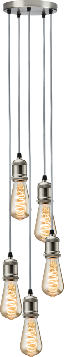 Knightsbridge MLA CALVI5PBC CALLA - 230V E27 Vintage 5 Light Pendant - Brushed Chrome