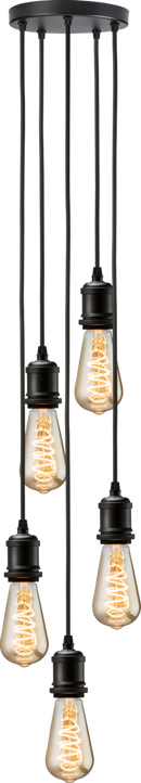 Knightsbridge MLA CALVI5PMB CALLA - 230V E27 Vintage 5 Light Pendant - Matt Black
