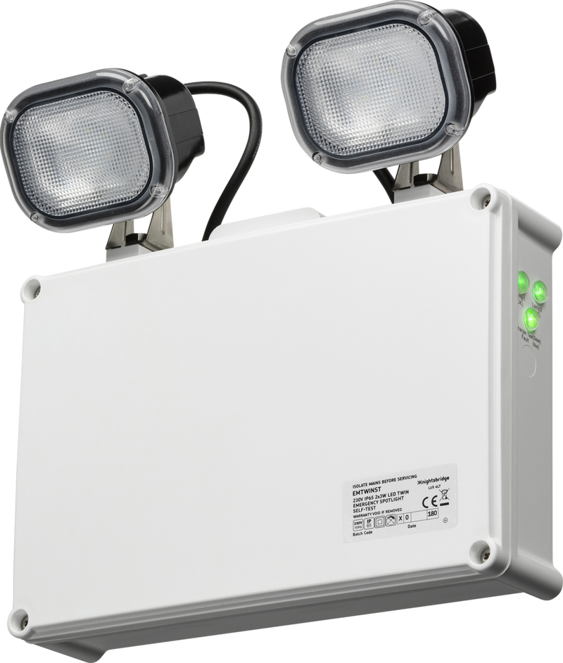 Knightsbridge MLA EMTWINST 230V IP65 2 x 3W LED Twin Emergency Spotlight - Self Test