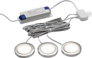 Knightsbridge MLA UNDKIT3BCWW 230V IP20 2.5W LED Dimmable Under Cabinet Lights in Brushed Chrome - Pack of 3 - 3000K