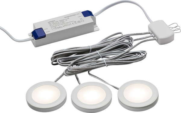 Knightsbridge MLA UNDKIT3WWW 230V IP20 2.5W LED Dimmable Under Cabinet Lights in White - Pack of 3  - 3000K
