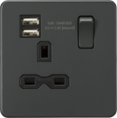 Knightsbridge MLA SFR9124AT Screwless 13A 1G switched socket with dual USB charger (2.4A) - Anthracite