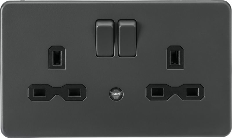 Knightsbridge MLA SFR9NLAT 13A 2G DP switched socket with night light function - Anthracite