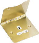 Knightsbridge MLA FPR7UBBW 13A 1G unswitched floor socket - brushed brass with white insert