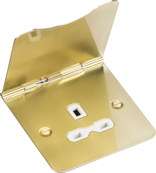 Knightsbridge MLA FPR7UBBW 13A 1G unswitched floor socket - brushed brass with white insert