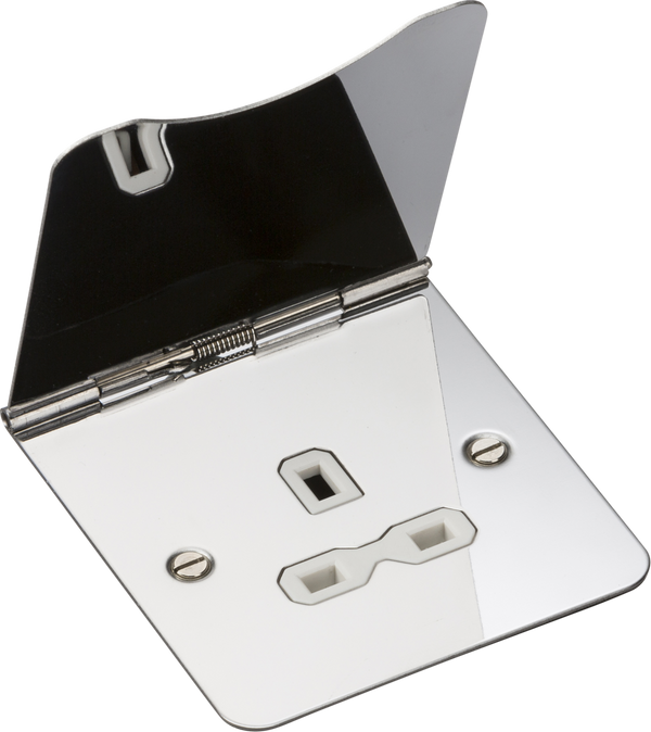 Knightsbridge MLA FPR7UPCW 13A 1G unswitched floor socket - polished chrome with white insert
