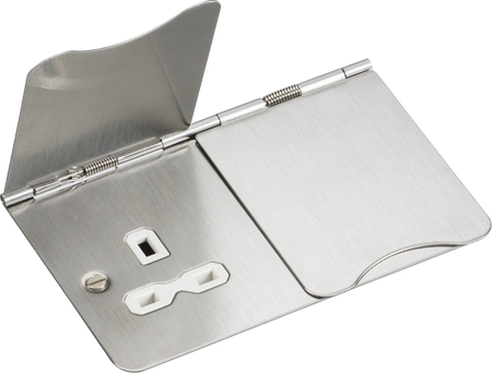 Knightsbridge MLA FPR9UBCW 13A 2G unswitched floor socket - brushed chrome with white insert