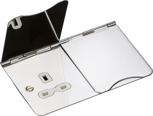 Knightsbridge MLA FPR9UPCW 13A 2G unswitched floor socket - polished chrome with white insert