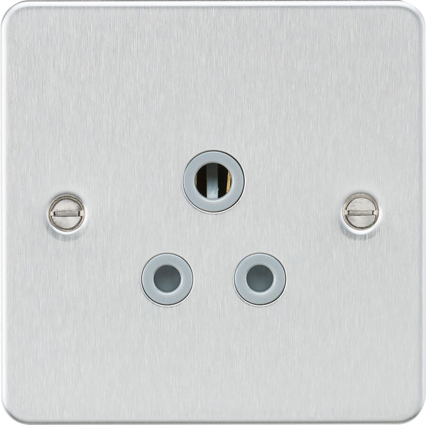 Knightsbridge MLA FP5ABCG Flat plate 5A unswitched socket - brushed chrome with grey insert