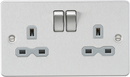 Knightsbridge MLA FPR9000BCG Flat plate 13A 2G DP switched socket - brushed chrome with grey insert