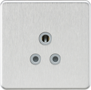 Knightsbridge MLA SF5ABCG Screwless 5A Unswitched Round Socket - Brushed Chrome with Grey Insert
