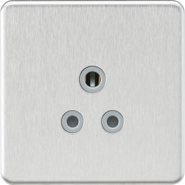 Knightsbridge MLA SF5ABCG Screwless 5A Unswitched Round Socket - Brushed Chrome with Grey Insert