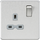 Knightsbridge MLA SFR7000BCG Screwless 13A 1G DP switched Socket - Brushed Chrome with grey Insert