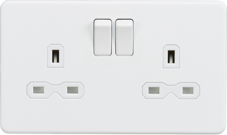 Knightsbridge MLA SFR9000MW Screwless 13A 2G DP switched socket - Matt white