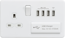 Knightsbridge MLA SFR7USB4MW Screwless 13A switched socket with quad USB charger (5.1A) - matt white