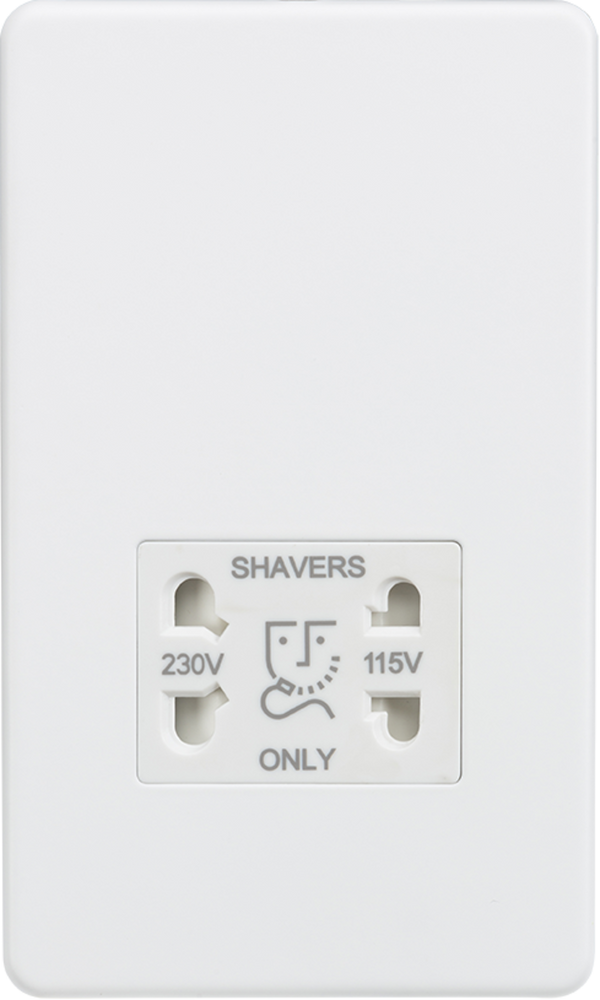 Knightsbridge MLA SF8900MW Screwless 115/230V Dual Voltage Shaver Socket - Matt White