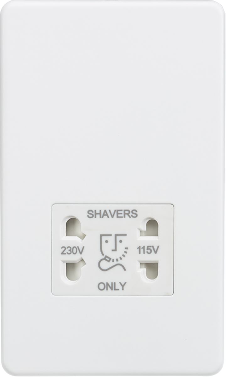 Knightsbridge MLA SF8900MW Screwless 115/230V Dual Voltage Shaver Socket - Matt White