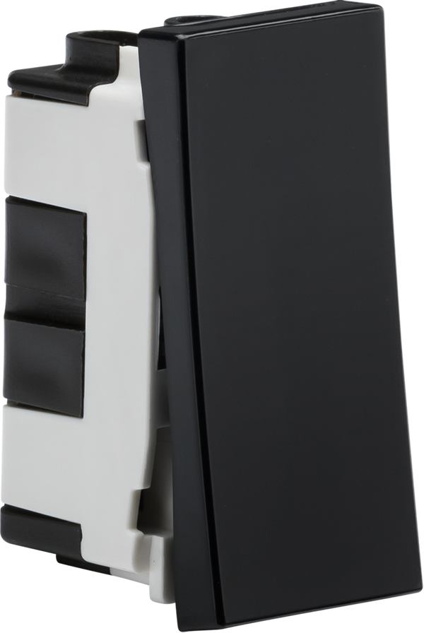 Knightsbridge MLA NET2BK 20AX 1G 2-way modular switch (25x50mm) - Black
