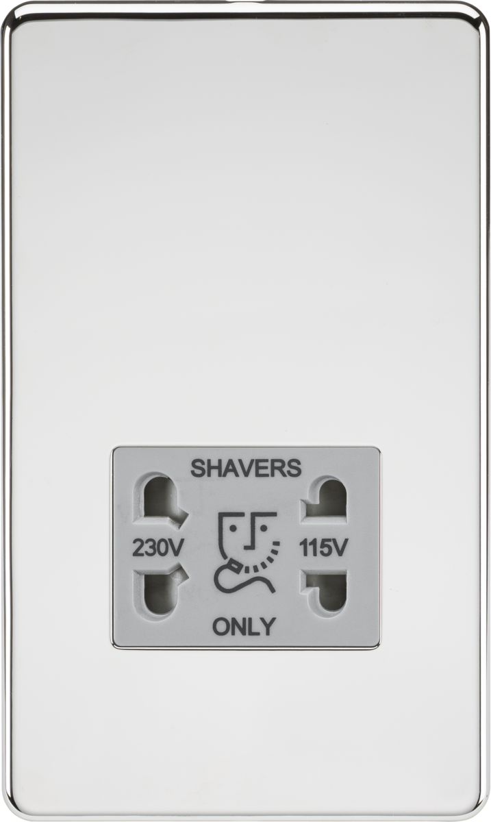 Knightsbridge MLA SF8900PCG Screwless 115/230V Dual Voltage Shaver Socket - Polished Chrome with Grey Insert