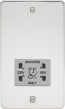 Knightsbridge MLA FP8900PCG Flat Plate 115/230V dual voltage shaver socket - polished chrome with grey insert