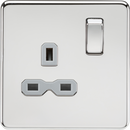 Knightsbridge MLA SFR7000PCG Screwless 13A 1G DP switched socket - polished chrome with grey insert