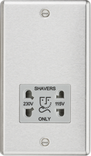 Knightsbridge MLA CL89BCG 115-230V Dual Voltage Shaver Socket with Grey Insert - Rounded Edge Brushed Chrome