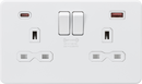 Knightsbridge MLA Screwless SFR9945MW 13A 2G DP Switched Socket with Dual USB A+C [45W FASTCHARGE] - Matt White