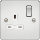 Knightsbridge MLA FPR7000PCW Flat plate 13A 1G DP switched socket - polished chrome with white insert