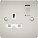 Knightsbridge MLA FPR7000PLW Flat plate 13A 1G DP switched socket - pearl with white insert