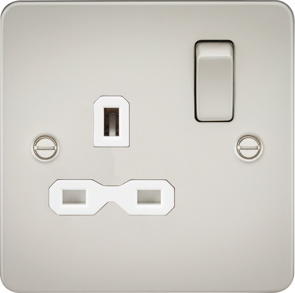 Knightsbridge MLA FPR7000PLW Flat plate 13A 1G DP switched socket - pearl with white insert