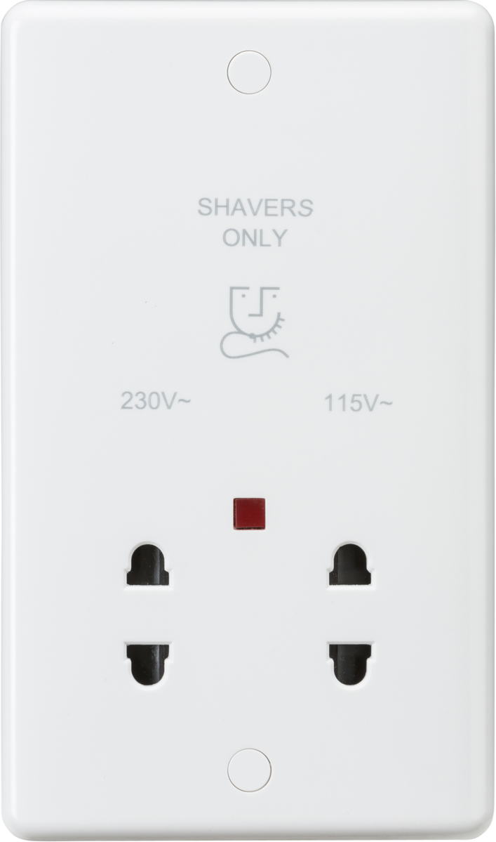 Knightsbridge MLA CU8900N Curved Edge Dual Voltage Shaver Socket with Neon