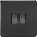 Knightsbridge MLA SF3000MBB Screwless 10AX 2G 2-Way Switch - Matt Black with black rockers
