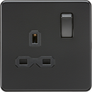 Knightsbridge MLA SFR7000MBB Screwless 13A 1G DP switched socket - Matt black with black insert