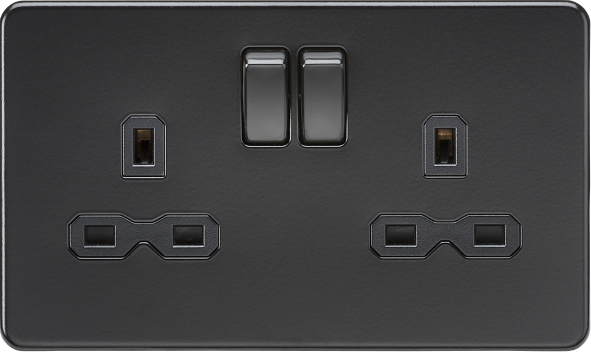 Matt Black Double Sockets