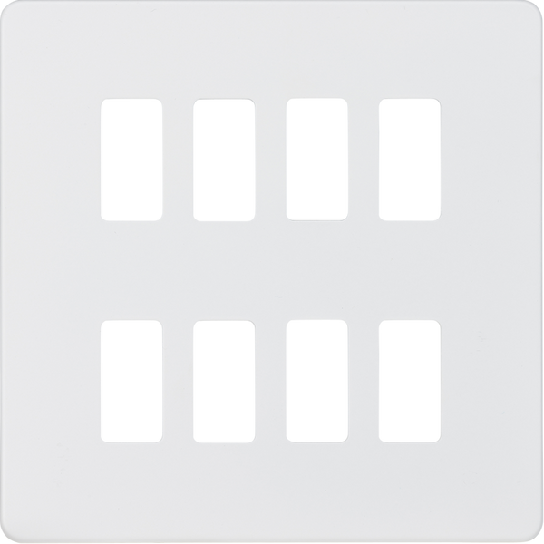 Knightsbridge MLA GDSF008MW Screwless 8G grid faceplate - matt white