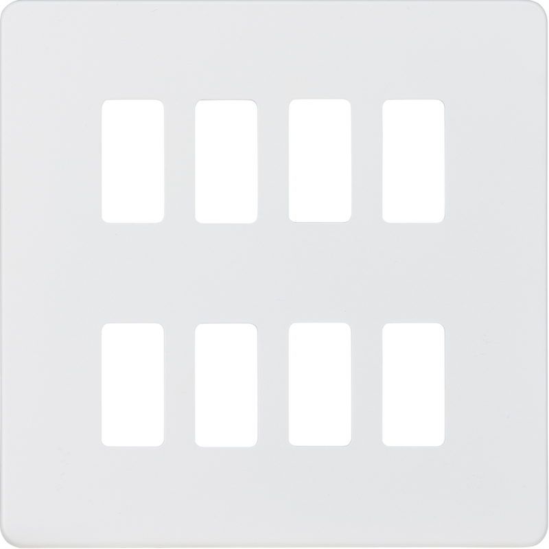 Knightsbridge MLA GDSF008MW Screwless 8G grid faceplate - matt white