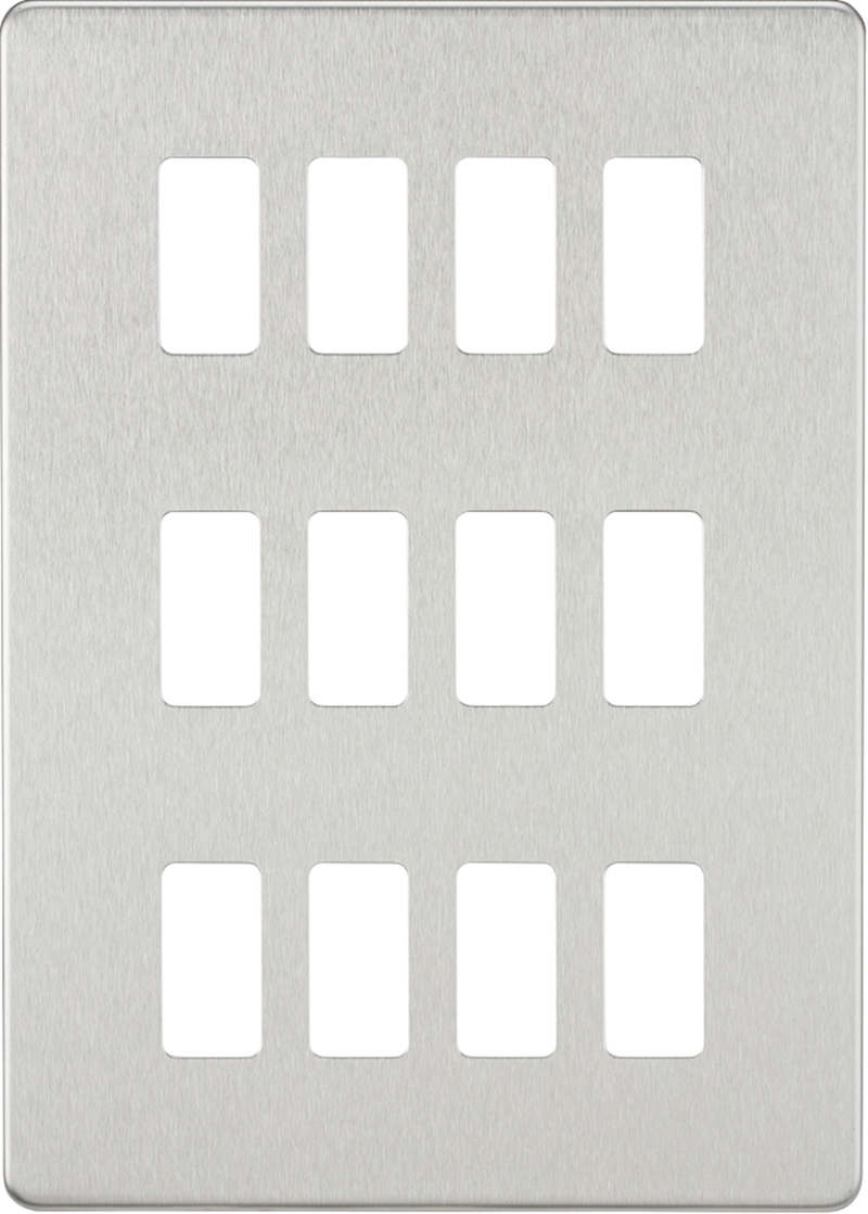 Knightsbridge MLA GDSF012BC Screwless 12G grid faceplate - brushed chrome