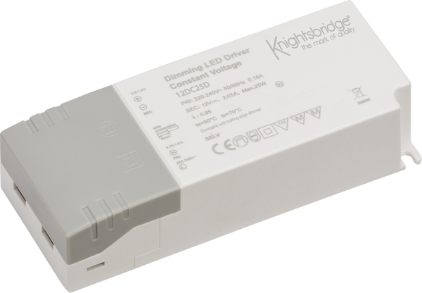 Knightsbridge MLA 12DC25D IP20 12V 25W DC Dimmable LED Driver - Constant Voltage
