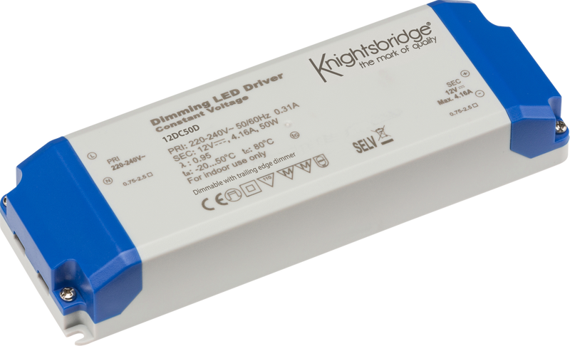 Knightsbridge MLA 12DC50D IP20 12V 50W DC Dimmable LED Driver - Constant Voltage
