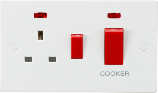 Knightsbridge MLA SN8333N 45A DP Cooker Switch and 13A Socket with Neons