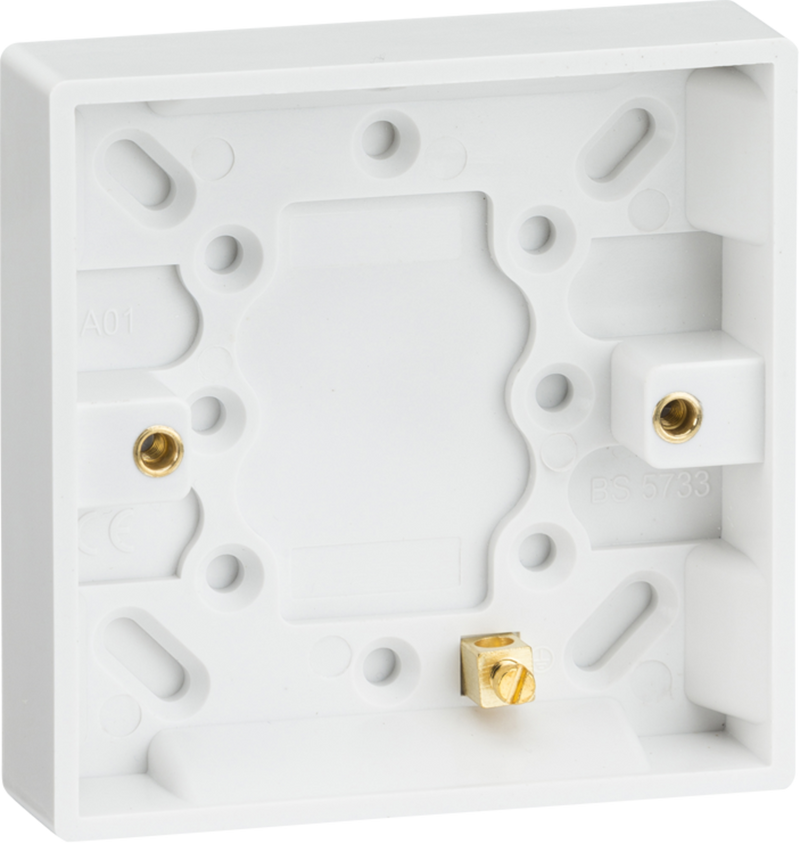 Mla Terminal Knightsbridge MLA SN1300 Single 16mm Pattress Box with Earth Terminal