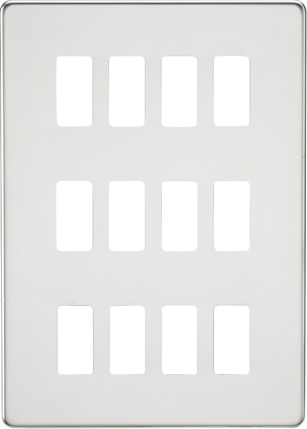 Knightsbridge MLA GDSF012PC Screwless 12G grid faceplate - polished chrome