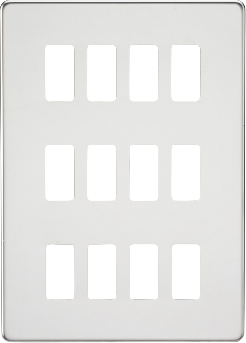 Knightsbridge MLA GDSF012PC Screwless 12G grid faceplate - polished chrome