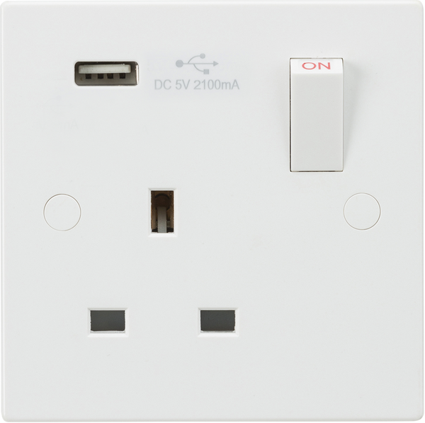 Knightsbridge MLA SN9903 13A 1G Switched Socket with USB Charger 5V DC 2.1A