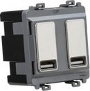 Knightsbridge MLA GDM016BC Dual USB charger module (2 x grid positions) 5V 2.4A (shared) - brushed chrome