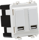 Knightsbridge MLA GDM016MW Dual USB charger module (2 x grid positions) 5V 2.4A (shared) - matt white