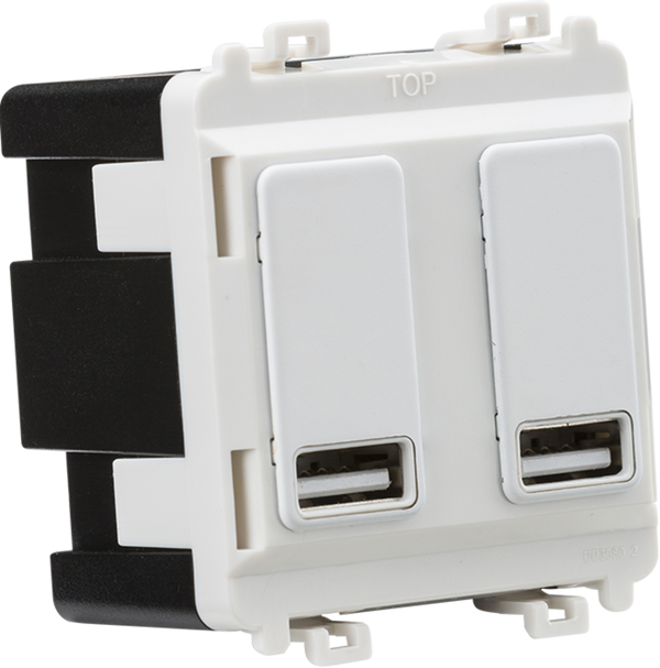 Knightsbridge MLA GDM016MW Dual USB charger module (2 x grid positions) 5V 2.4A (shared) - matt white